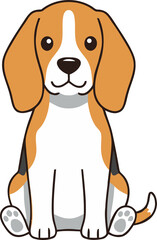 Cute Beagle Dog  Sitting - Animal Character Illustration Isolated on Transparent Background