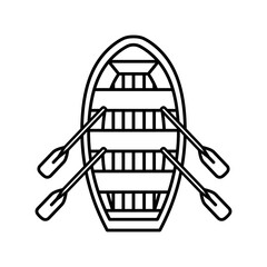 Rowboat with Oars Line Art Illustration.
