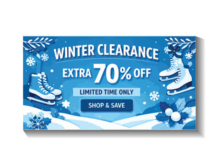 Winter Holiday Sale Banner Templates with Snowy Landscape Vector Design