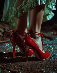 Moda. Scarpe di donna rosse.