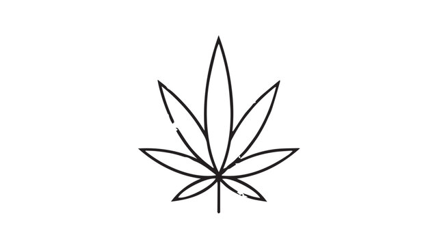 Minimalist Cannabis Leaf Outline Illustration for Branding and Design.