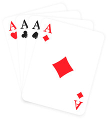 Four playing cards. Playing card suits icon. Vector