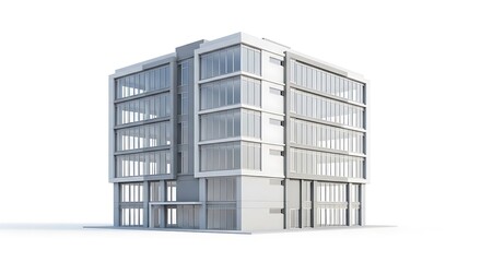 Modern glass office building with multiple floors and reflective windows modern architecture