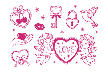 Romantic Cupid and Heart Symbol Collection