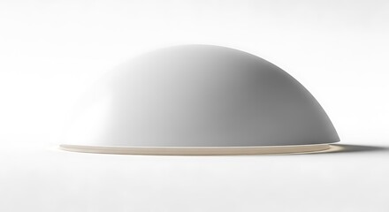 Fototapeta premium White Dome Shape Object with Light Wood Base on White Background image