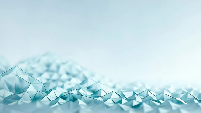 Abstract Low Poly Landscape in Teal Tones with Futuristic Style