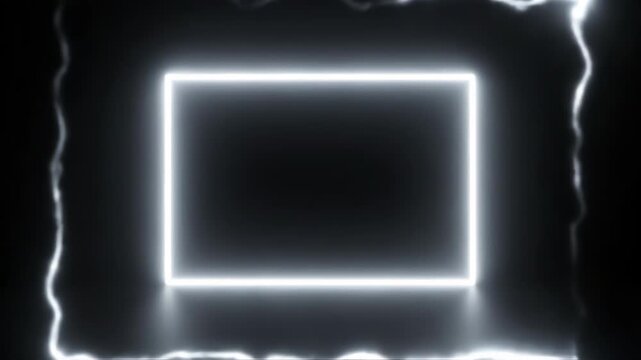 Electric lightning frame glowing energy border on dark background video