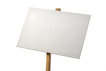 Blank rectangular sign on pole isolated on transparent background