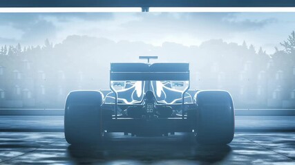 Formula Racing Car in Dark Studio with Dramatic Lighting