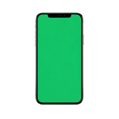 Smartphone green screen display isolated on transparent background
