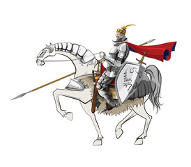 illustration of Albania Heroes, Skanderbeg in war horse with armor