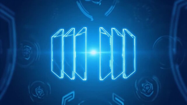 Futuristic neon cube animation reveal logo intro lower third digital technology abstract background corporate motion graphics stock video footage