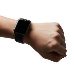 Smartwatch on wrist isolated on transparent background