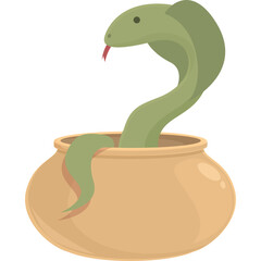 Fototapeta premium Green Snake Emerging from a Pot