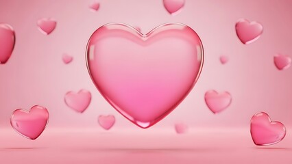 A large pink heart surrounded by smaller hearts on a pink background