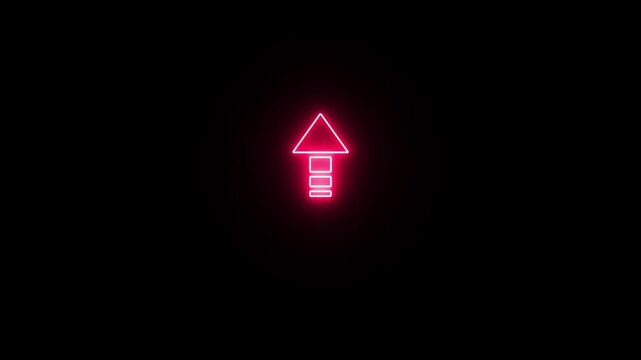 Directional sign arrow points to the up, Abstract purple directional neon arrow icon animation. neon arrow loading animation.