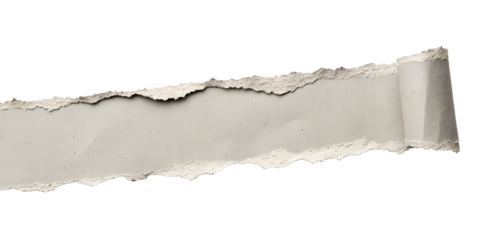 Jagged Ripped Strip Gray Paper isolated on transparent background