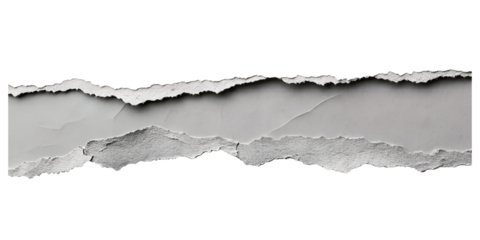Jagged Ripped Strip Gray Paper isolated on transparent background