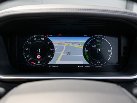 Car virtual cockpit digital instrument cluster display - Powered by Adobe