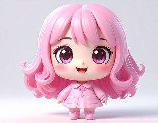 Fototapeta premium Adorable Pink Doll Character