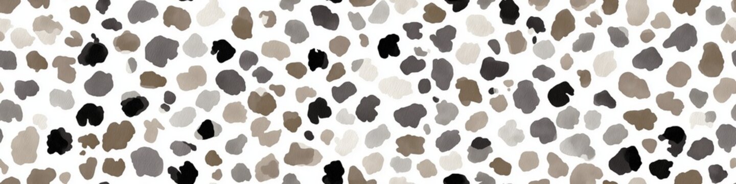 Neutral muted leopard spots seamless pattern design. Abstract animal print background with watercolor style gray and brown spots on white