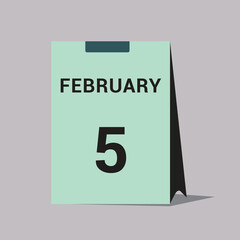 Fototapeta premium 5 february calendar date icon minimal desk calendar vector illustration