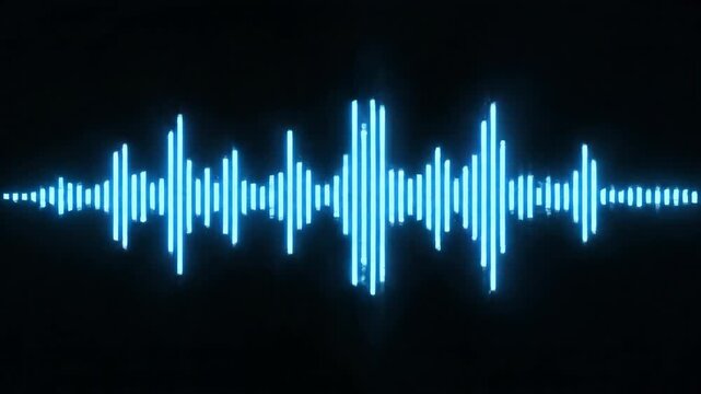 Abstract blue sound waveform visualizer oscillation on black background