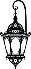 Classic Black Silhouette of a Decorative Hanging Lantern Solid vector , silhouette, illustration, vector black and white on white background  
