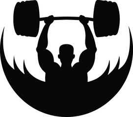 Strong Muscular Man Lifting Heavy Barbell Overhead in a Powerful Weightlifting Pose