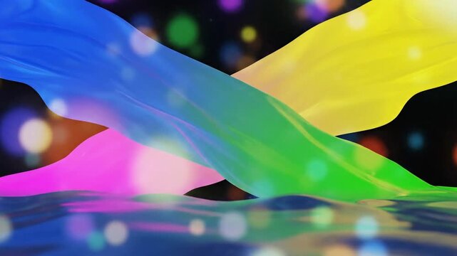 Colorful abstract waves with bokeh lights