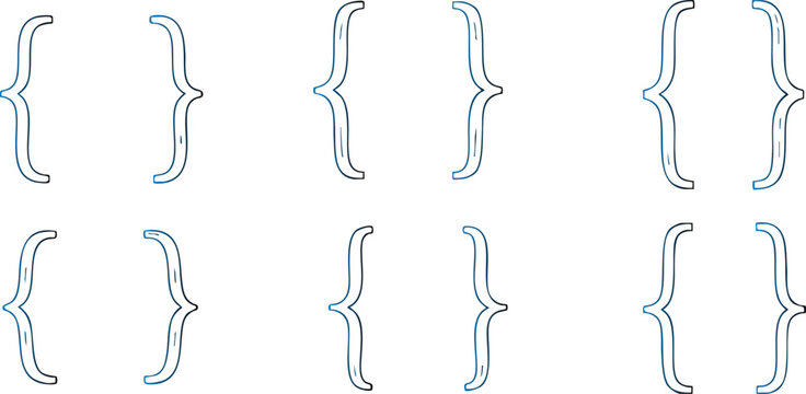 Delicate hand-drawn curly bracket set for elegant design and creative projects.