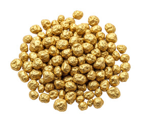 Gold nuggets natural environment precious metals isolated on transparent background