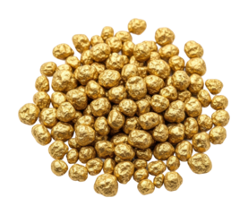 Gold nuggets natural environment precious metals isolated on transparent background