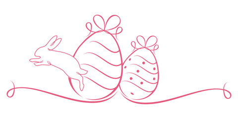 Line art style Easter eggs with bunnies.eps
