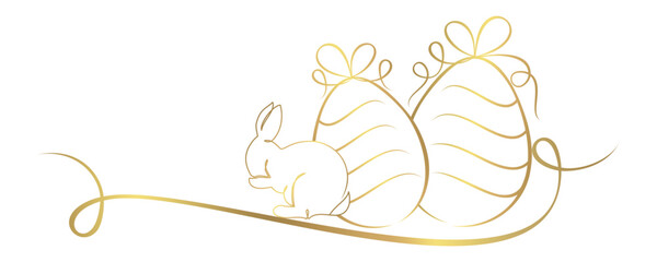 Easter egg line art style with golden bunny 1.eps