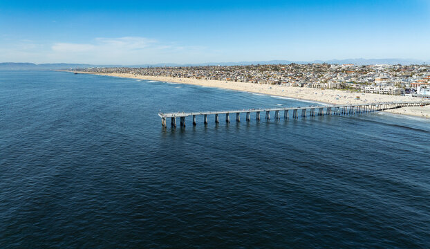 Los Angeles Hermosa Beach Aerial Shot of the Pier South Bay California USA