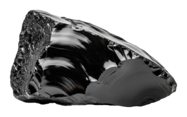Obsidian rock sample geological study natural history museum isolated on transparent background