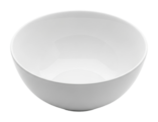 Serving white ceramic bowl kitchen product minimalist top-down view isolated on transparent background