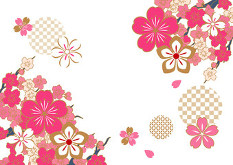 ピンクの美しい桜の背景イラスト