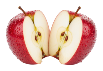 Slicing fresh red apples kitchen counter food isolated on transparent background