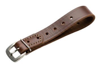 Brown leather watch strap product isolated on transparent background
