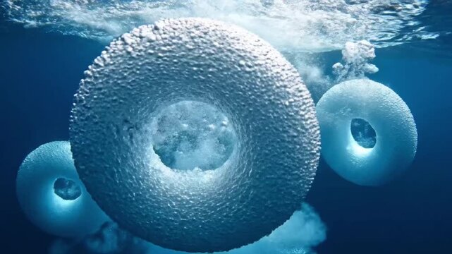 Surreal underwater donut shapes