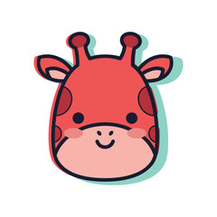 Adorable Cartoon Giraffe Head Illustration