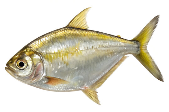 High-Resolution Single Rupali Ilish (Hilsa) Fish PNG with Bright Shiny Scales &ndash; Photorealistic