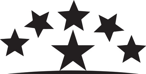 Obraz premium A simple graphic of five black stars and a horizontal line below