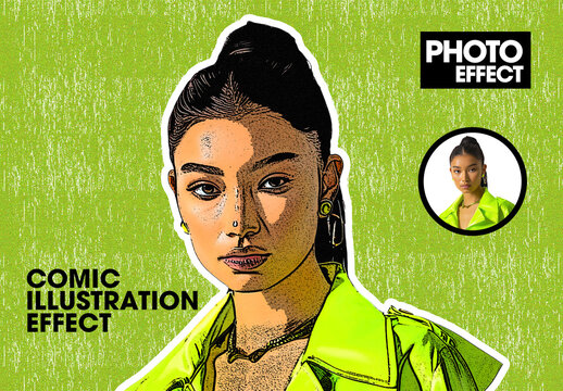 Editable Comic Illustration Photo Effect Template