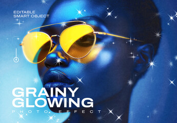 Grainy Glowing Photo Effect Mockup