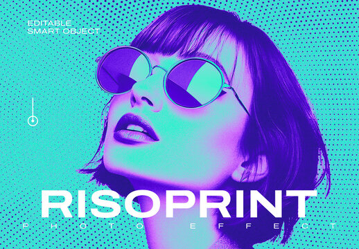 Grunge Risoprint Photo Effect Mockup