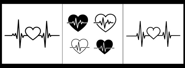 Heartbeat and heart symbols combination