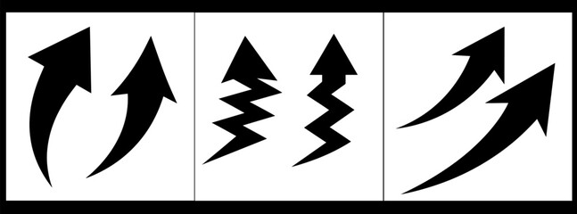 Collection of stylized lightning bolt symbols in black